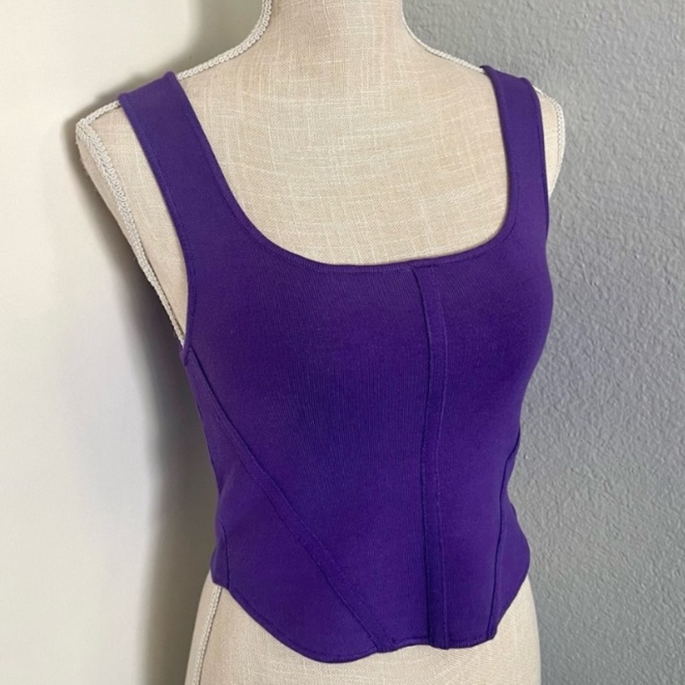 Brand New Corset Bustier 1960 Purple Knit Crop Top Tank House of Harlow Revolve
